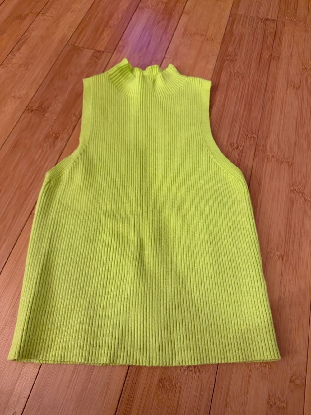 Kittenish Neon Lime Ribbed Mock Neck Tank